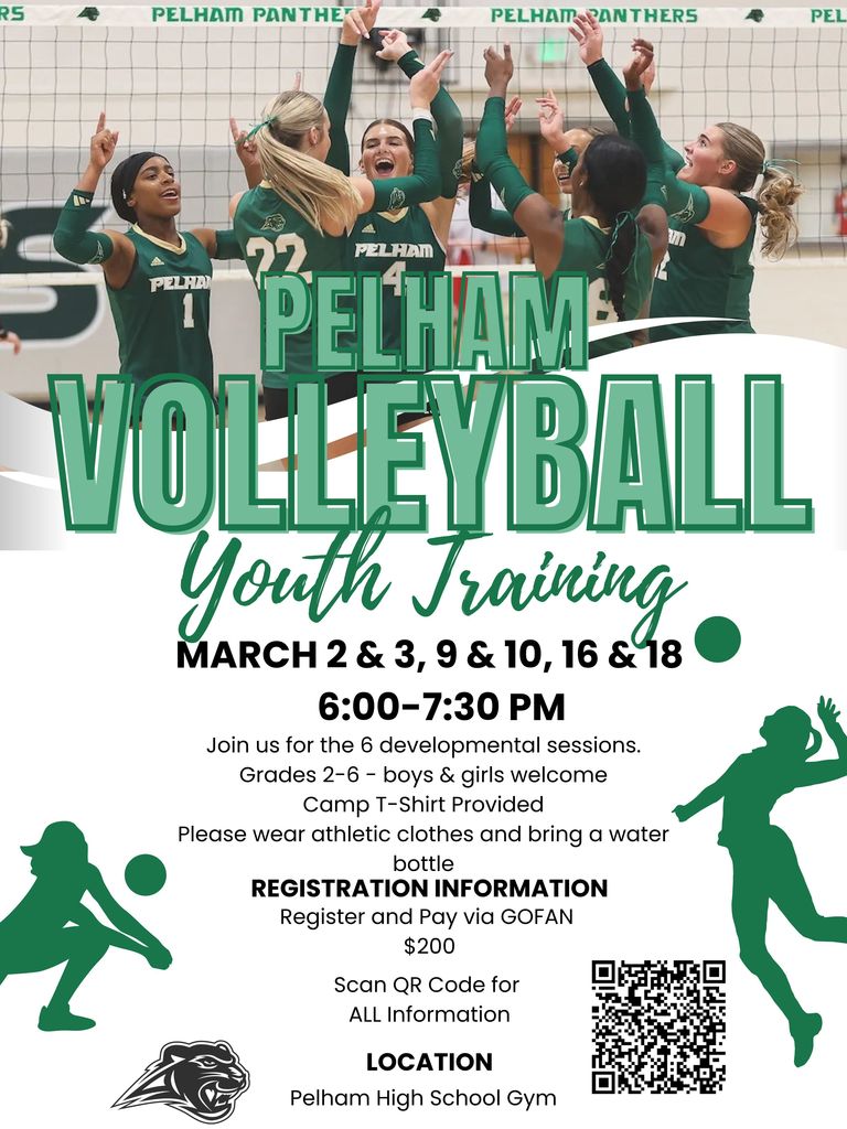 Pelham Volleyball Youth Training Graphic with Session Details