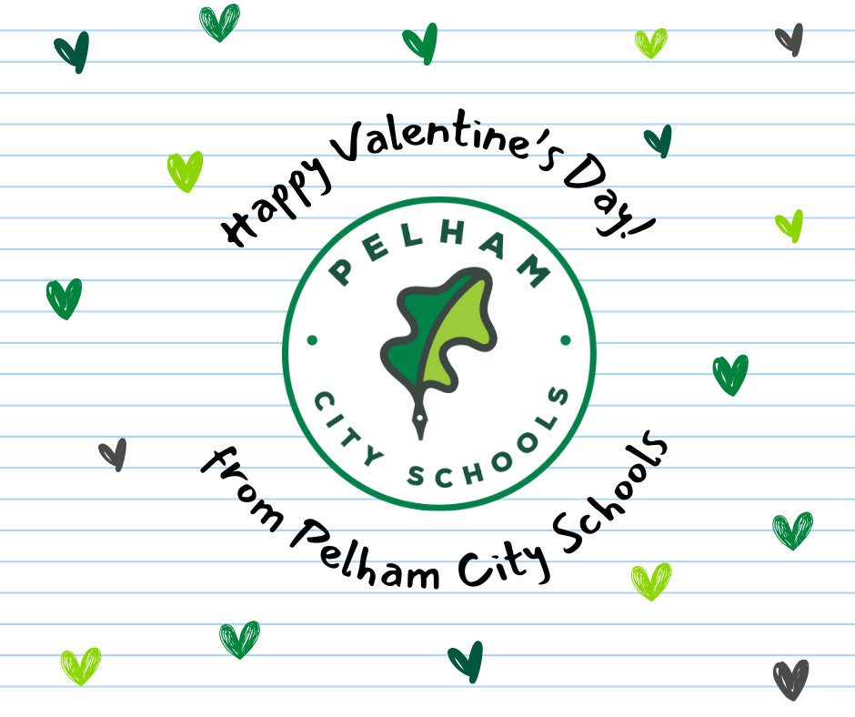 Happy Valentines Day graphic with hearts and logo