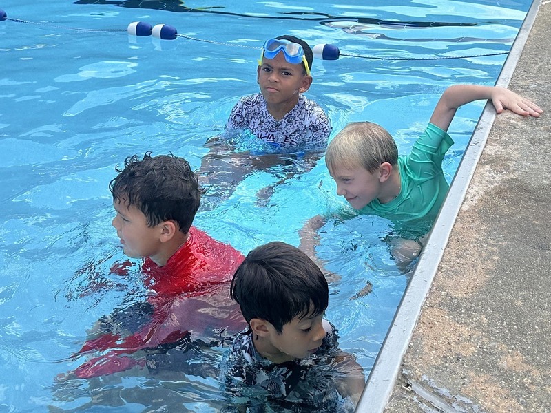 Students in the pool