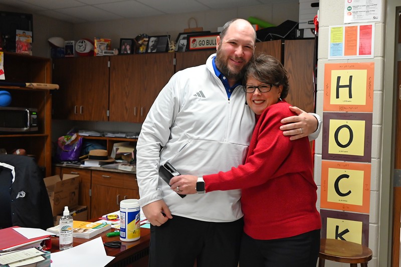 Pelham High School teacher of the year with district administrator