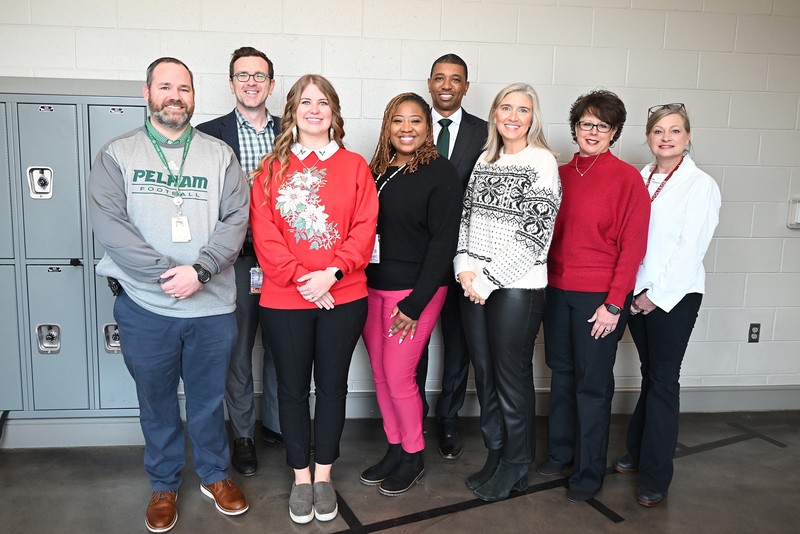 Pelham Park teacher of the year with district administrators