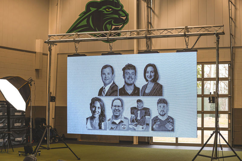 Images of Hall of Fame honorees on screen