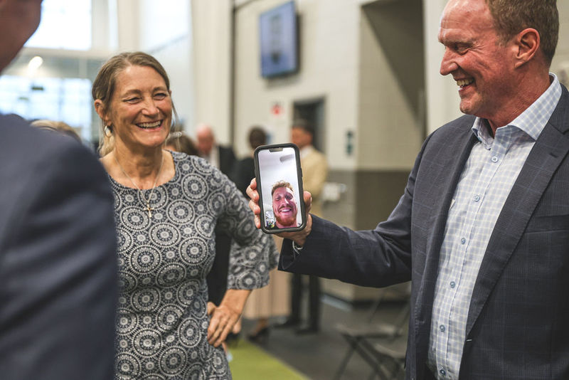 Hall of Fame honoree on phone