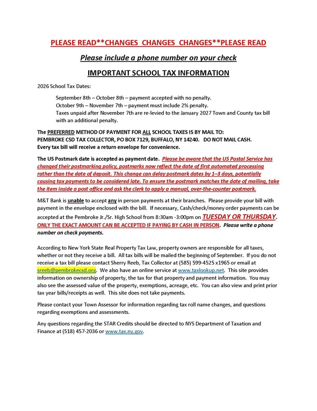 2026 School Tax information