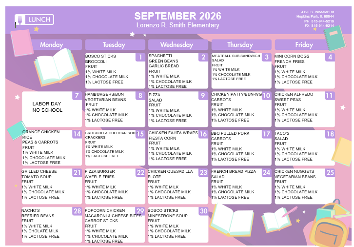 September Lunch Menu