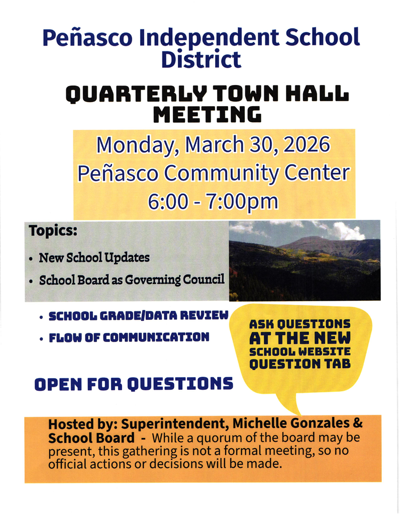 Quarterly Town Hall Meeting - Peñasco ISD