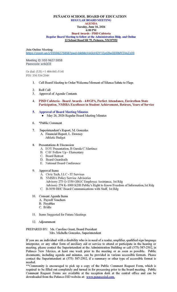 Meeting Agenda