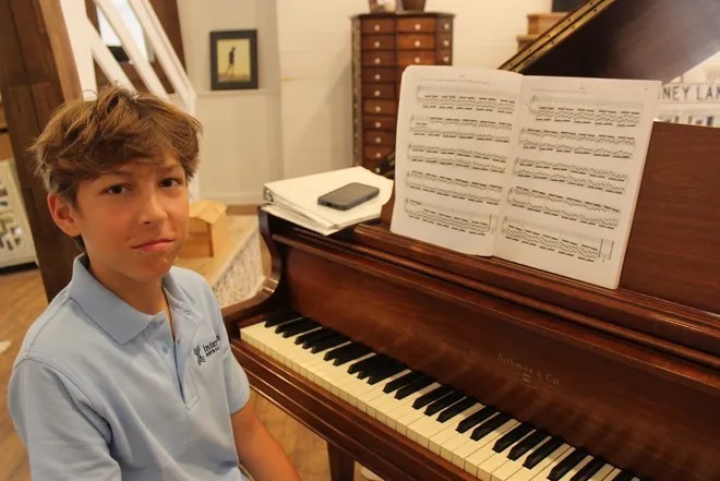 Student and piano