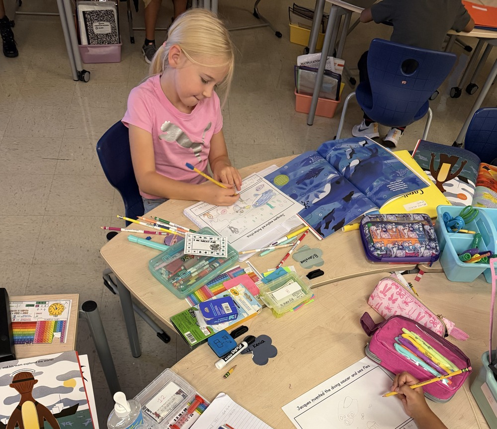 Student working at seat