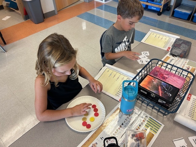 Kindergarten playing a math game