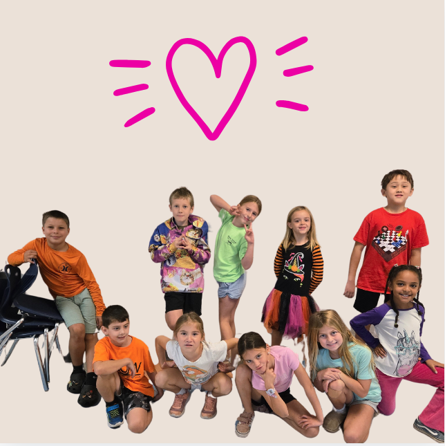 students & staff wearing bright colors