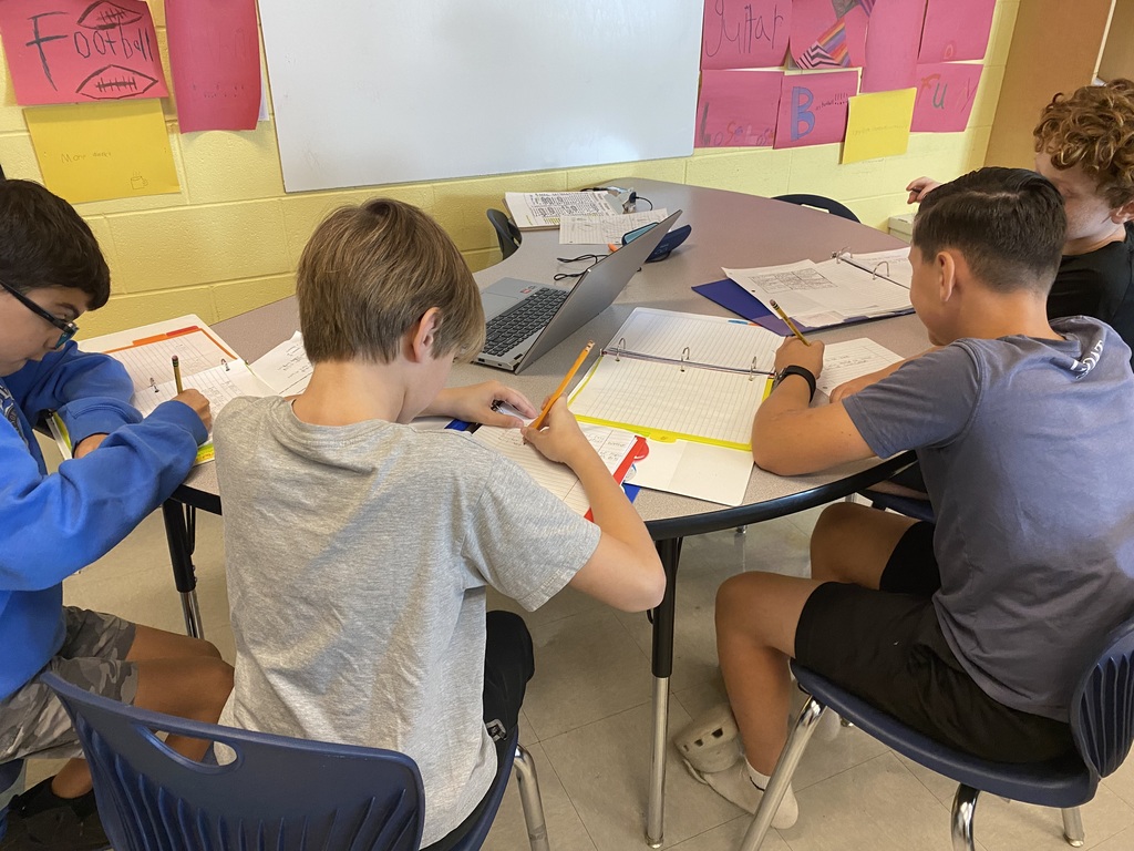 5th graders working in groups