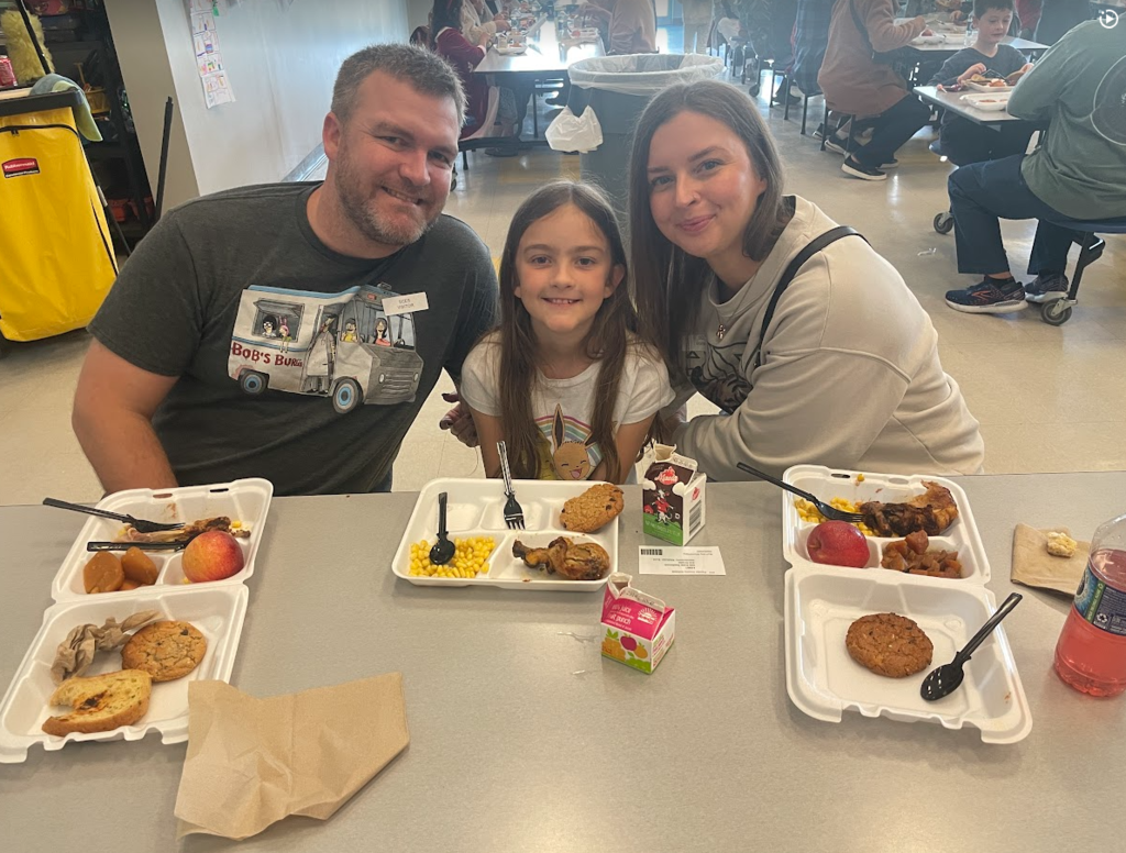parents eating TG lunch with their kids