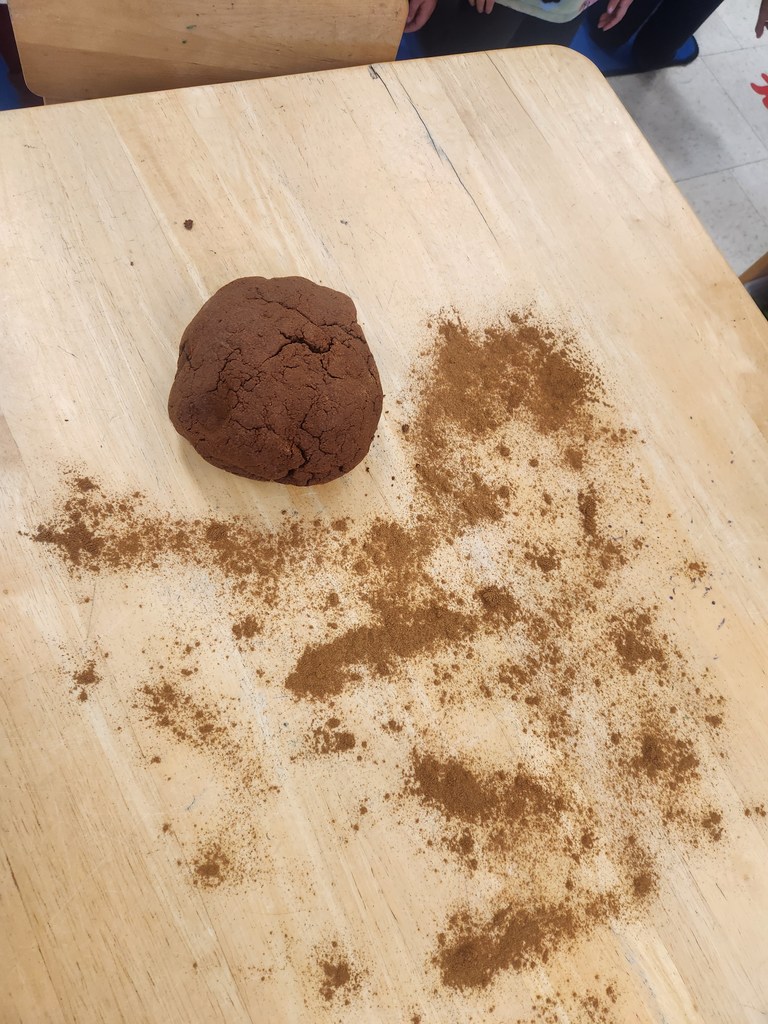 cinnamon dough for ornaments in a ball