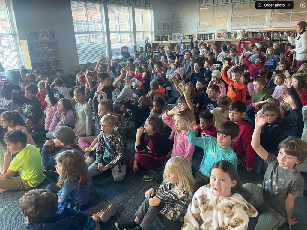 students at author visit 