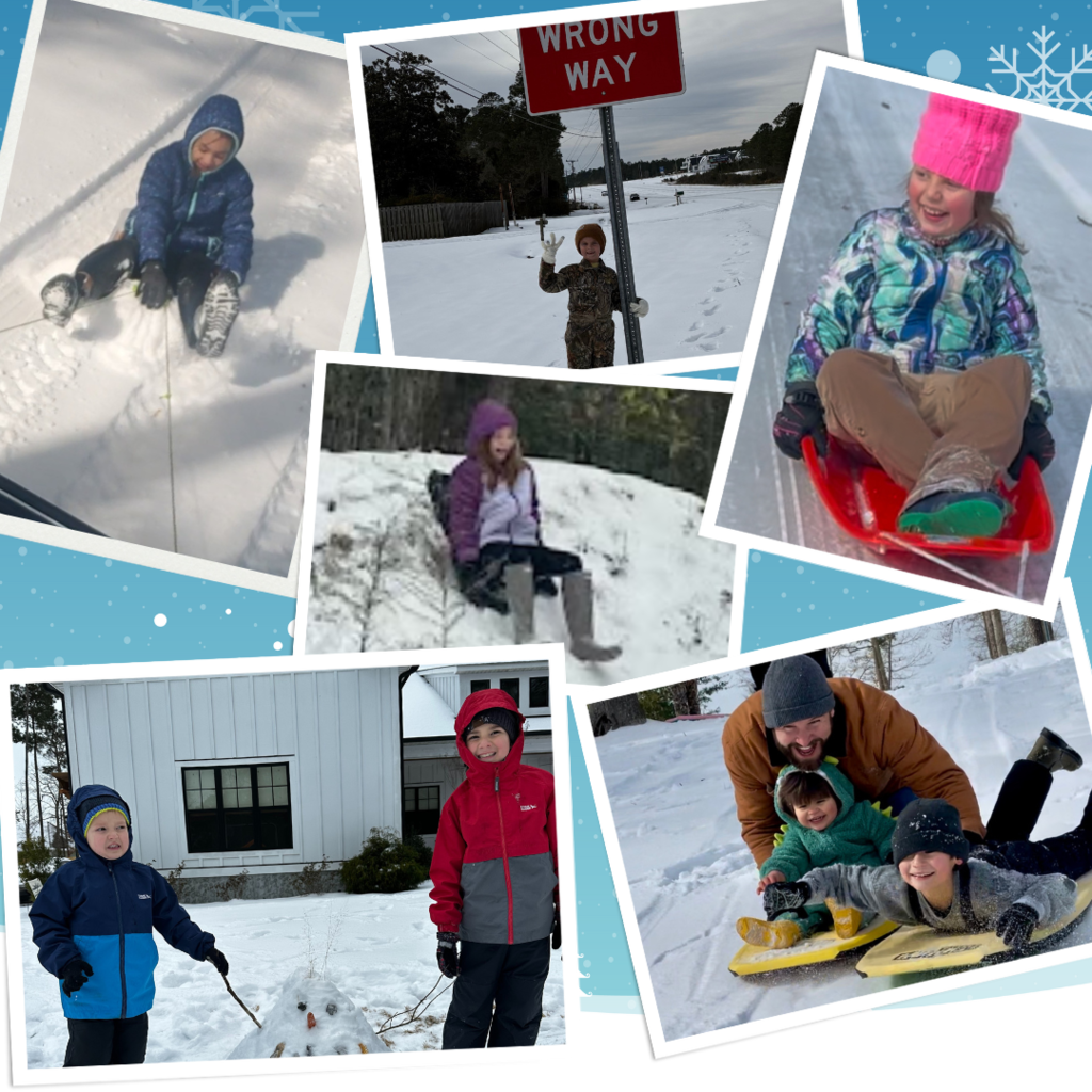 students enjoying a snow day