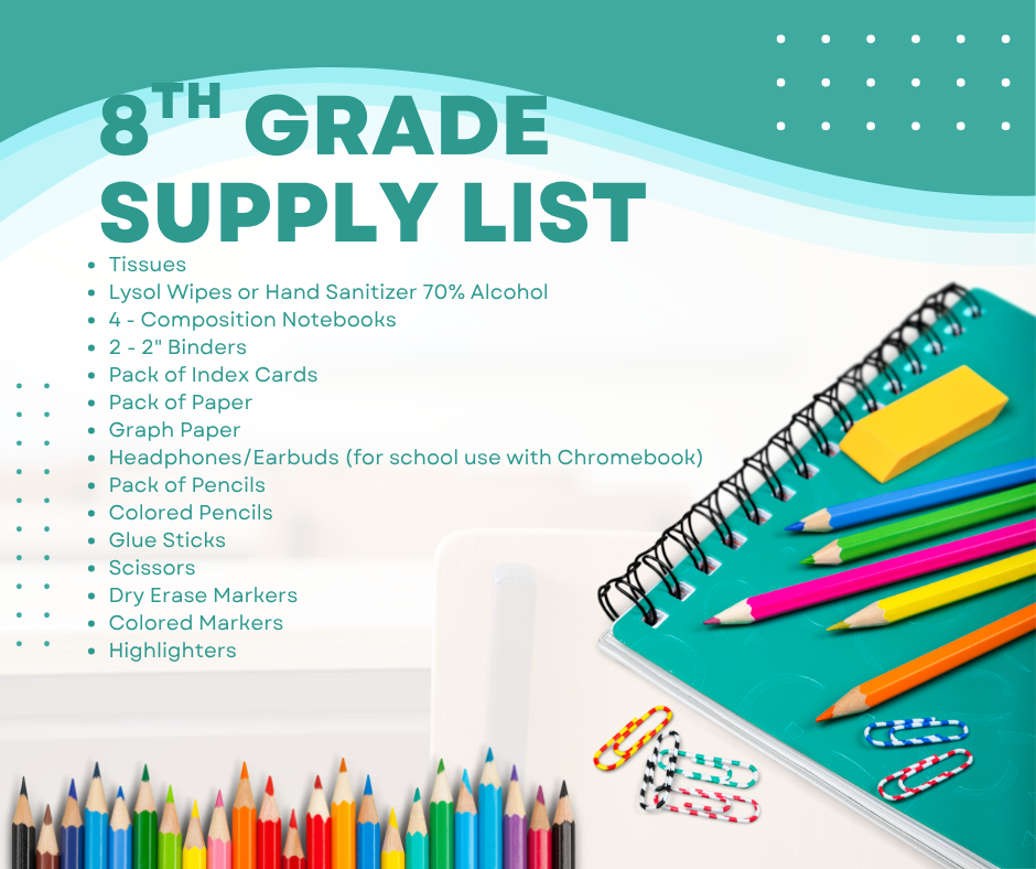 8th grade school supply list
