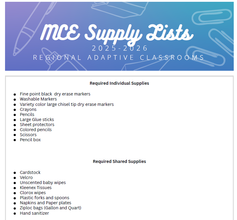 Supply List 2025 - 2026