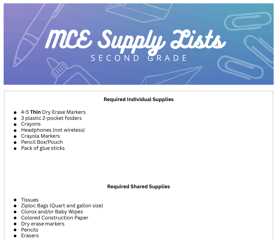 Supply List 2025 - 2026