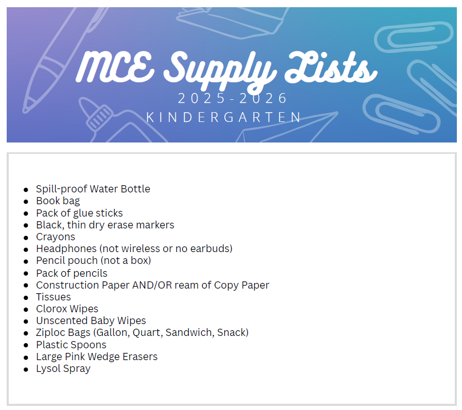 Supply List 2025 - 2026