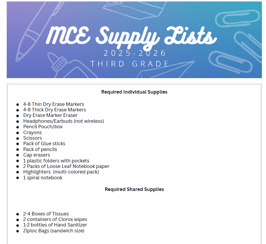 Supply List 2025 - 2026