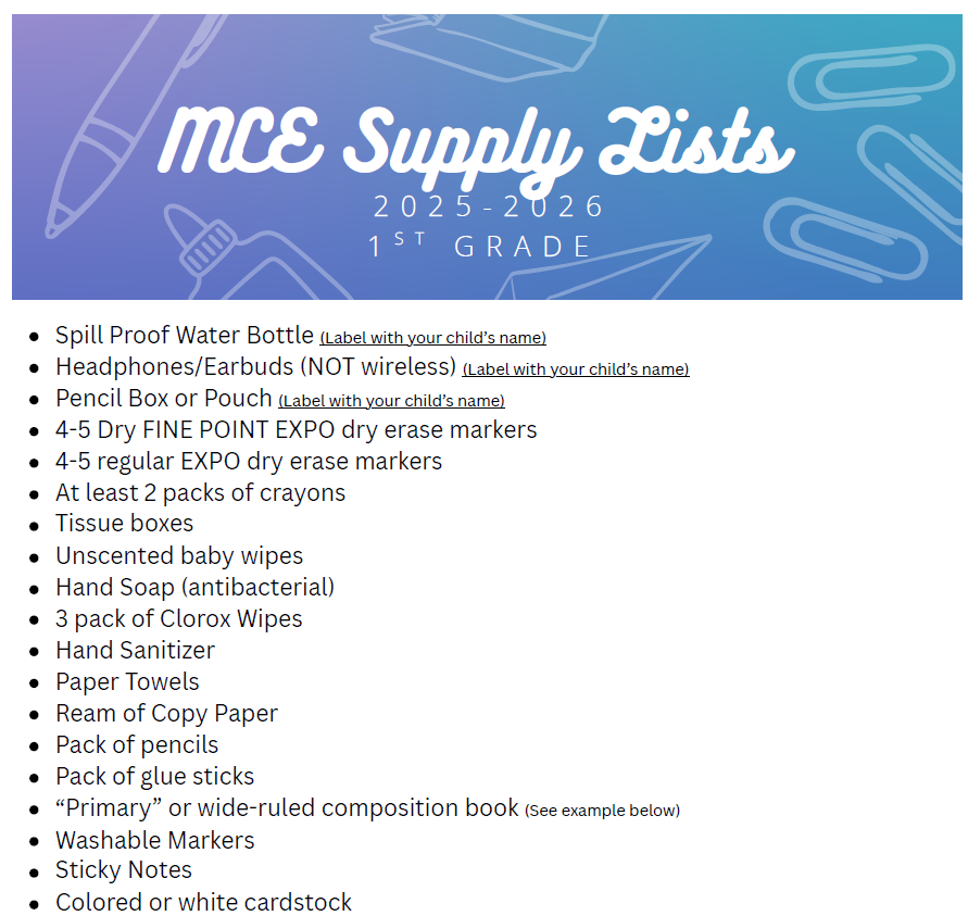 Supply List 2025 - 2026