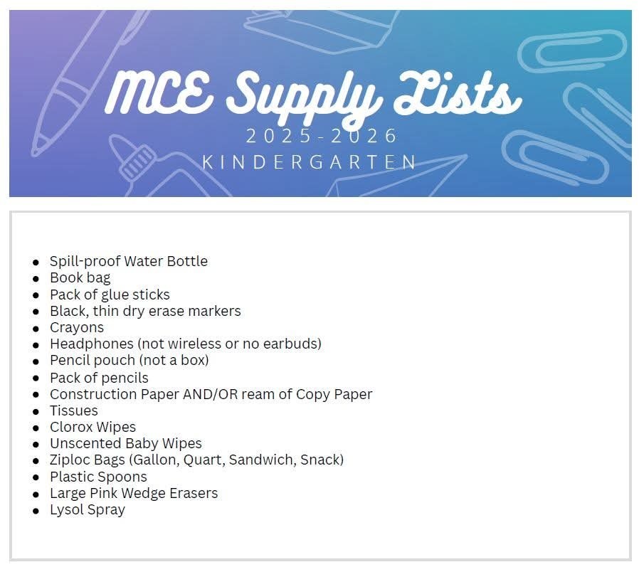 2025-2026 Supply Lists