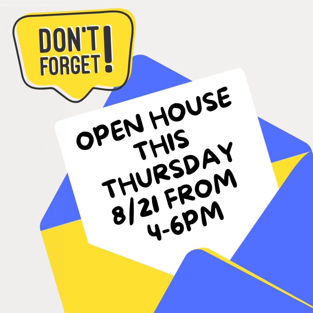 blue and yellow envelop with a note coming out of envelope