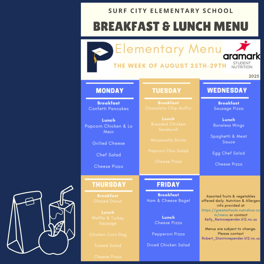 August breakfast & lunch menu