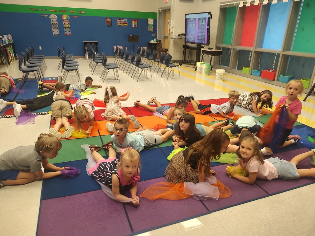 Kindergarten students in music class