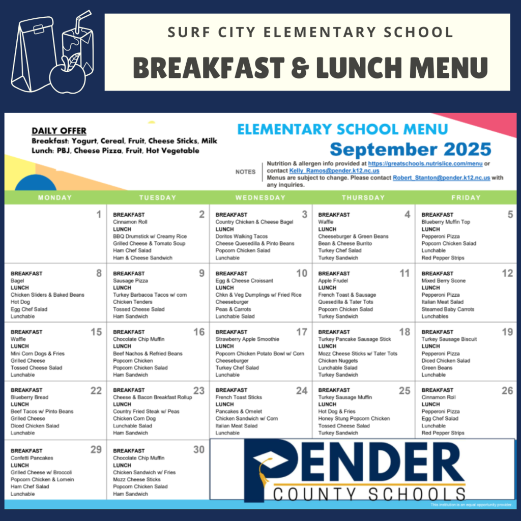 September breakfast & lunch menu