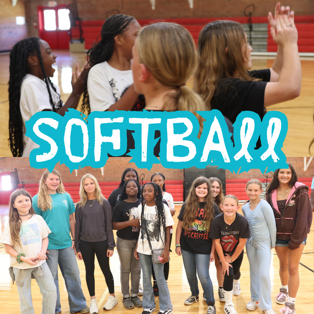 softball team at pep rally