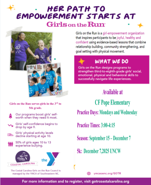 flyer with kids and info about girls on the run