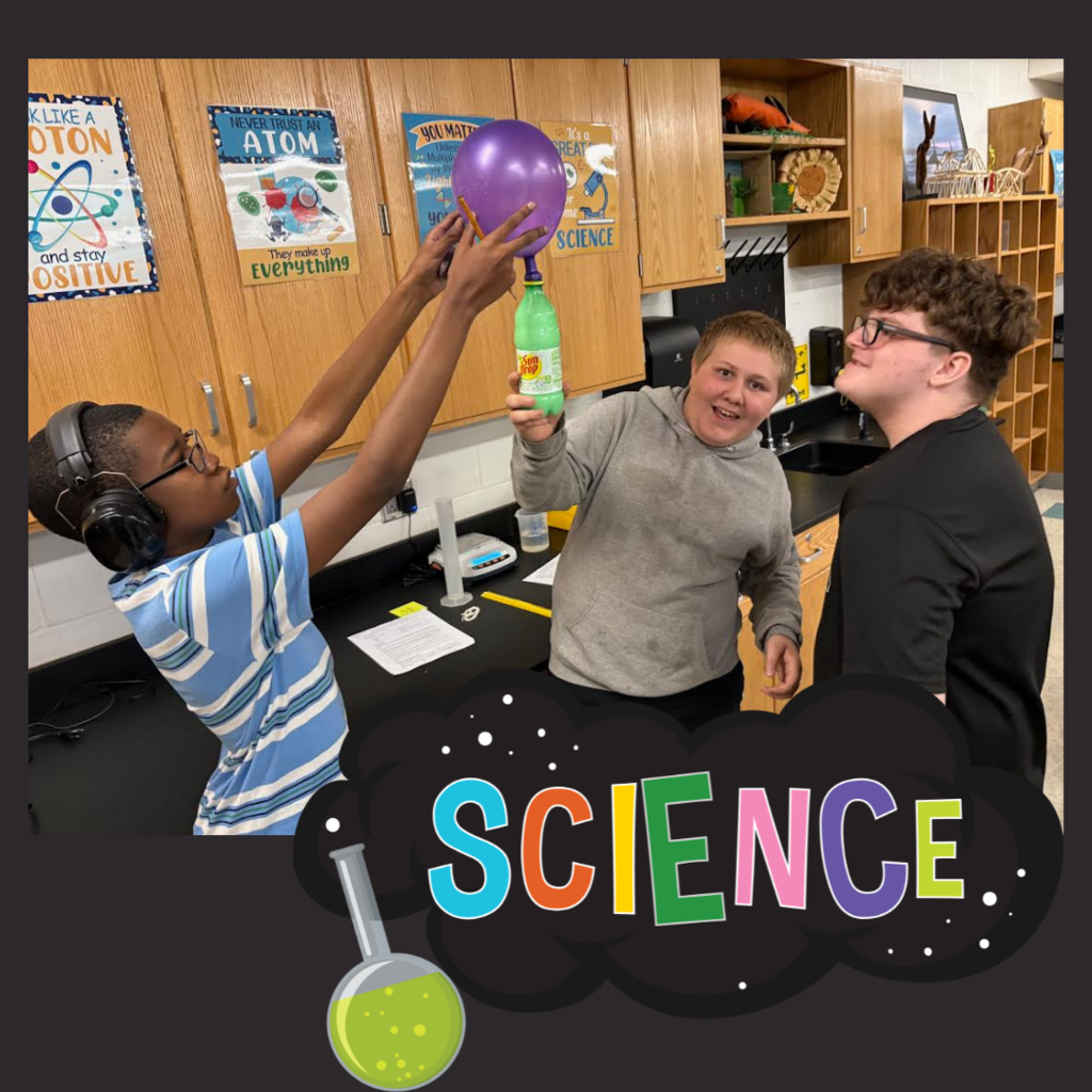 students in science class with graphic