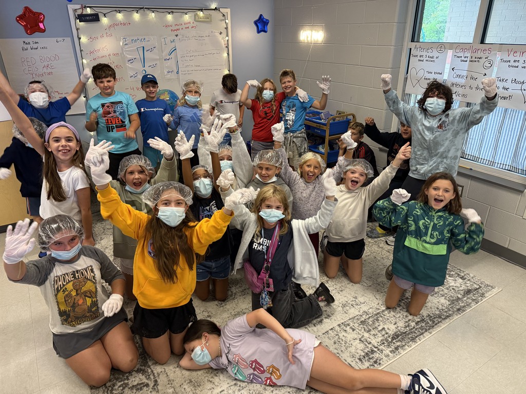 4th grade class with medical gear on