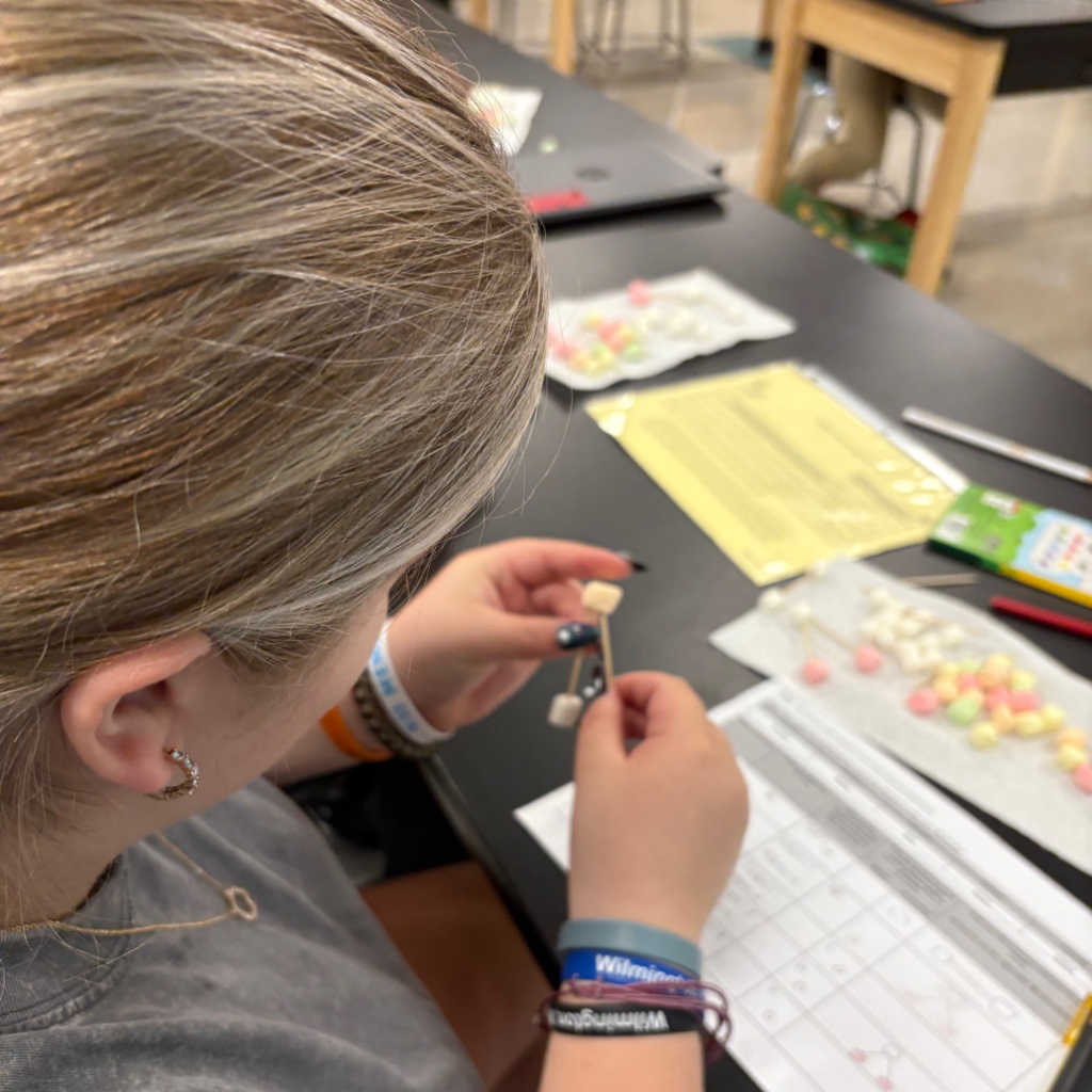 student working in classroom