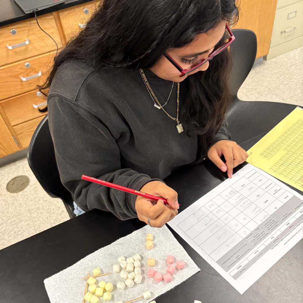 student working in classroom