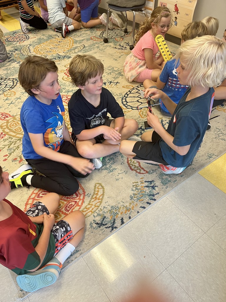 2nd graders discussing weather instruments