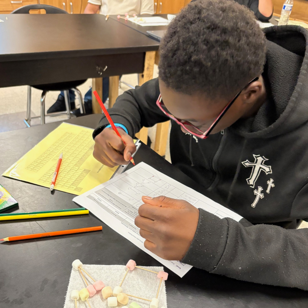 student working in classroom