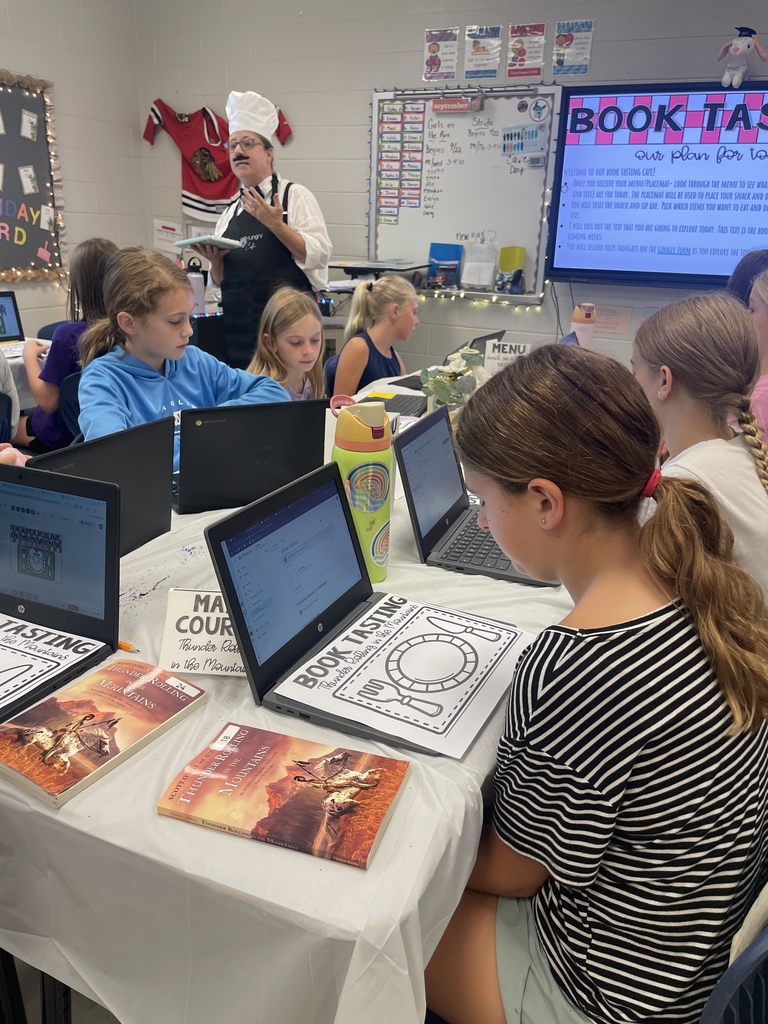 Book tasting activity at student desks