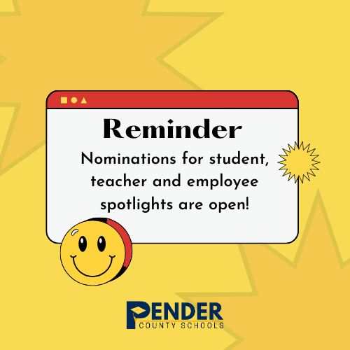 pender county schools spotlight reminder