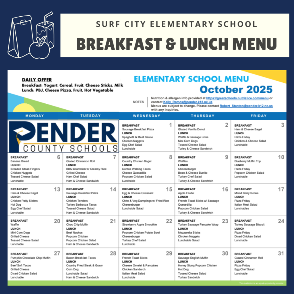 october breakfast & lunch menus