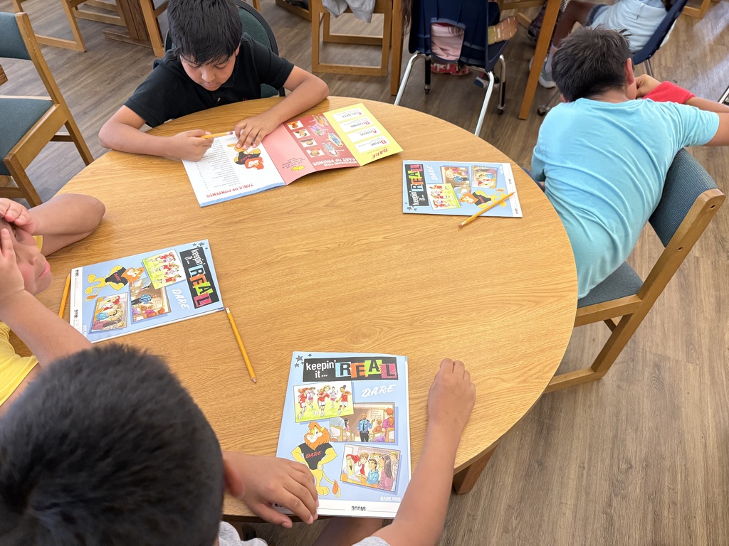 Students working at a round table