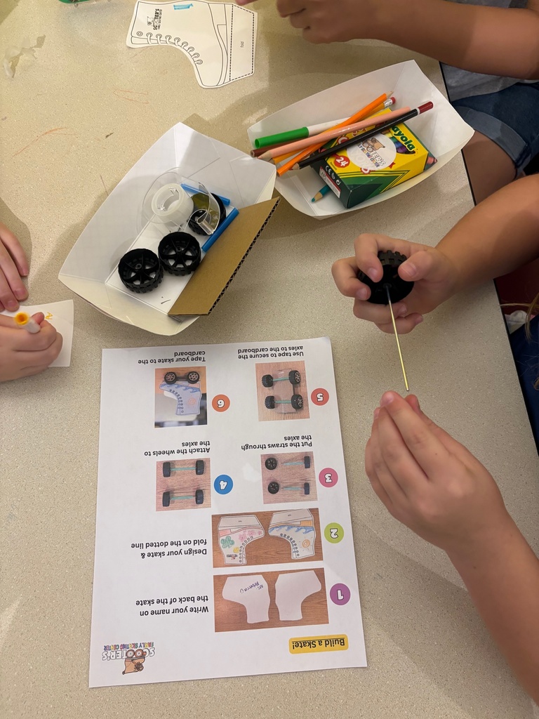 3rd graders working on a rollerskating STEM project