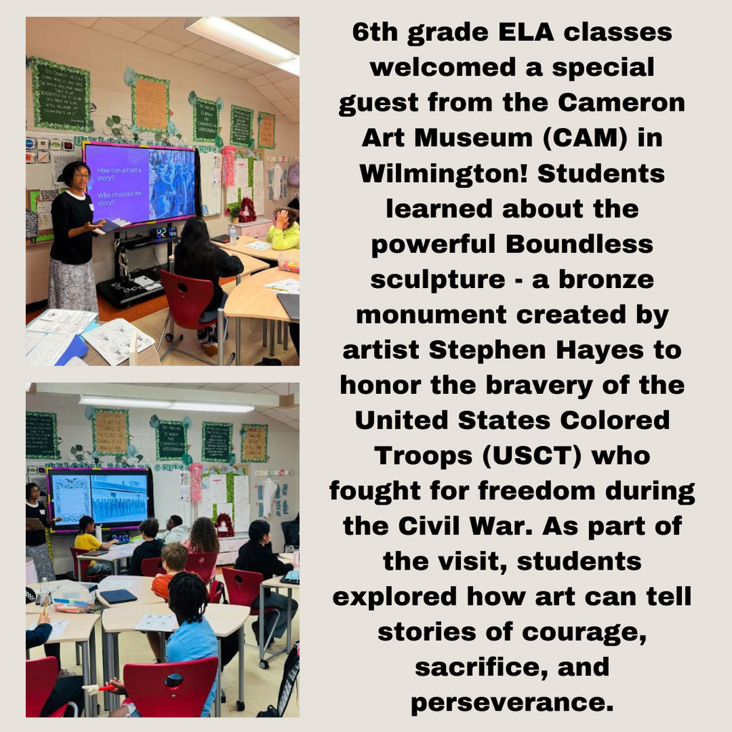 pictures of students in classroom viewing presentation with information