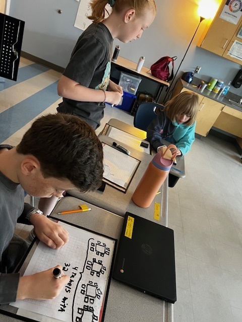 4th grade students working a perimeter and area math project