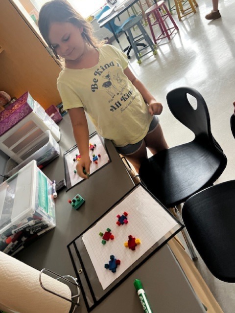 4th grade students working a perimeter and area math project