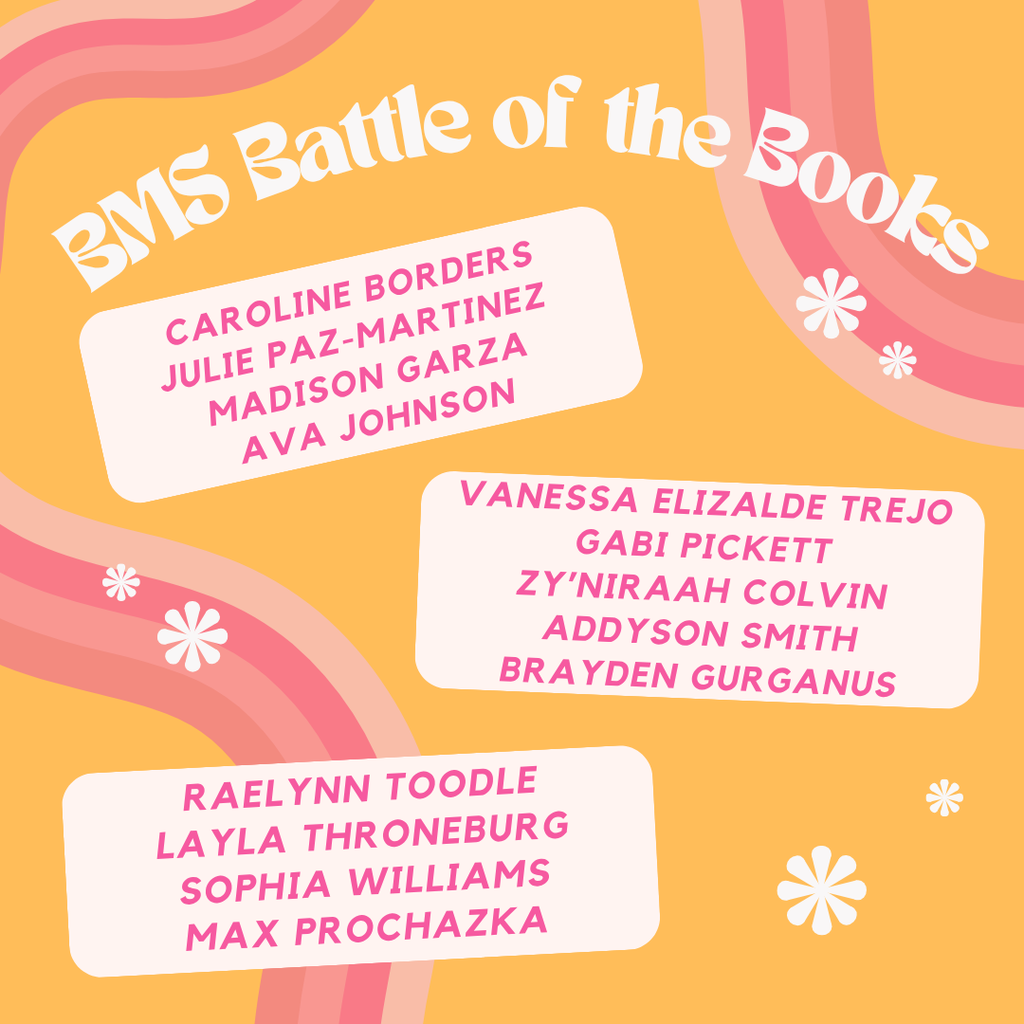 battle of the books team members with graphics