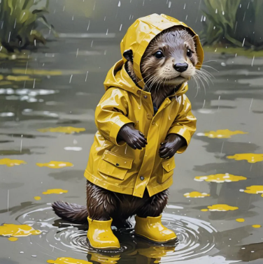 otter with rain boots