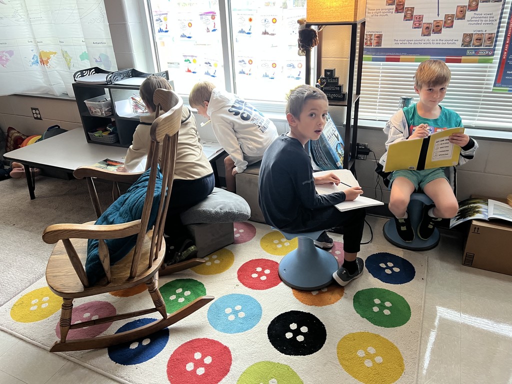 2nd graders sitting on the floor reading together